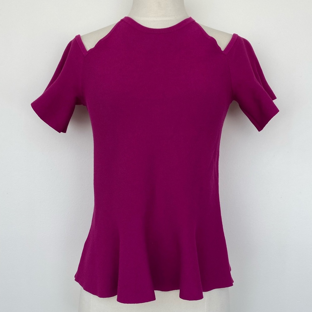 Ann Taylor exposed shoulder peplum top